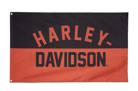 Harley Davidson Weather Resistant Retro H-D Text Outdoor Flag Large Orange HDL-15110