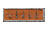 Harley Davidson Five Hook Solid Wooden Coat Rack w/Galvanized Metal Frame HDL-15327