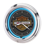 Harley Davidson Essential Bar & Shield Blue Neon Clock 12" Diameter HDL-16675