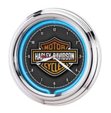 Harley Davidson Essential Bar & Shield Blue Neon Clock 12" Diameter HDL-16675