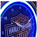 Harley Davidson Essential Bar & Shield Blue Neon Clock 12" Diameter HDL-16675