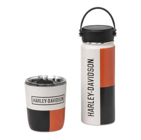 Harley Davidson Retro Block Travel Mug & Water Bottle Set 10 oz. & 16 oz. HDL-18620