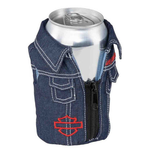 Harley Davidson 1970s Psychedelic Denim Can Cooler Holds Standard 12 oz. Can HDL-18627