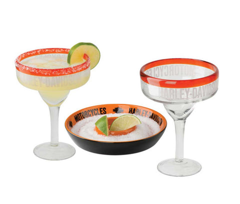 Harley Davidson Wide Brim Margarita Glass Set of 2 16 oz. HDL-18790