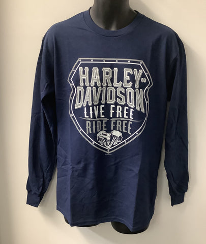 Harley Davidson Men's High Prospect Long Sleeve T-Shirt Blue 402910850
