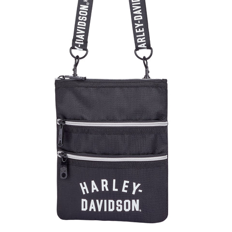 Harley-Davidson® Off-White Stripes X-Body Crossbody Sling Black Polyester Bag 99616-Off-White/Black