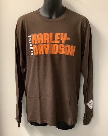 Harley Davidson Men's HD Giant Long Sleeve T-Shirt Brown 402910860
