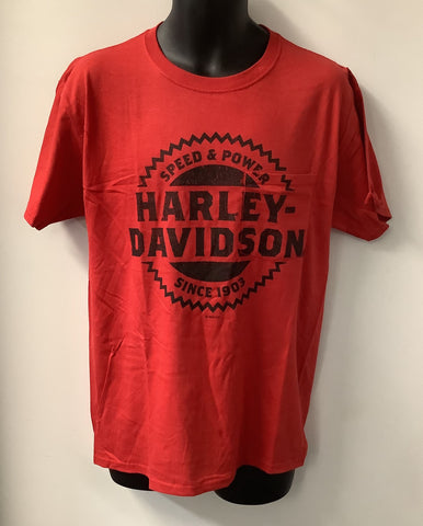Harley Davidson Mens HD Extrude Hidden Pocket Short Sleeve T-Shirt Red 402910750