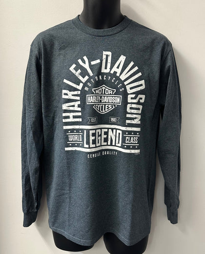 Harley Davidson Men's Canopy Legend Long Sleeve T-Shirt Blue/Gray 402911700