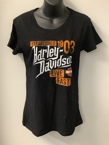 Harley Davidson Women's HD Mania Short Sleeve Shirt Black 402911070