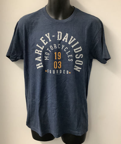 Harley Davidson Men's Sport Round Short Sleeve T-Shirt Blue R004433