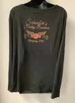 Harley Davidson Women's Retro Swirls V-Notch Long Sleeve Shirt Black 402911210