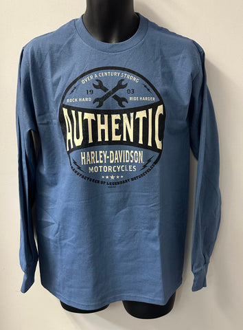 Harley Davidson Men's Authentic Circle Long Sleeve T-Shirt Blue R004699