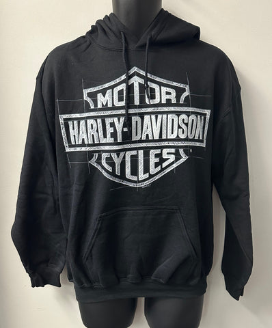 Harley Davidson Men's Heritage Sketch Pullover Hooded Sweatshirt Black R004732